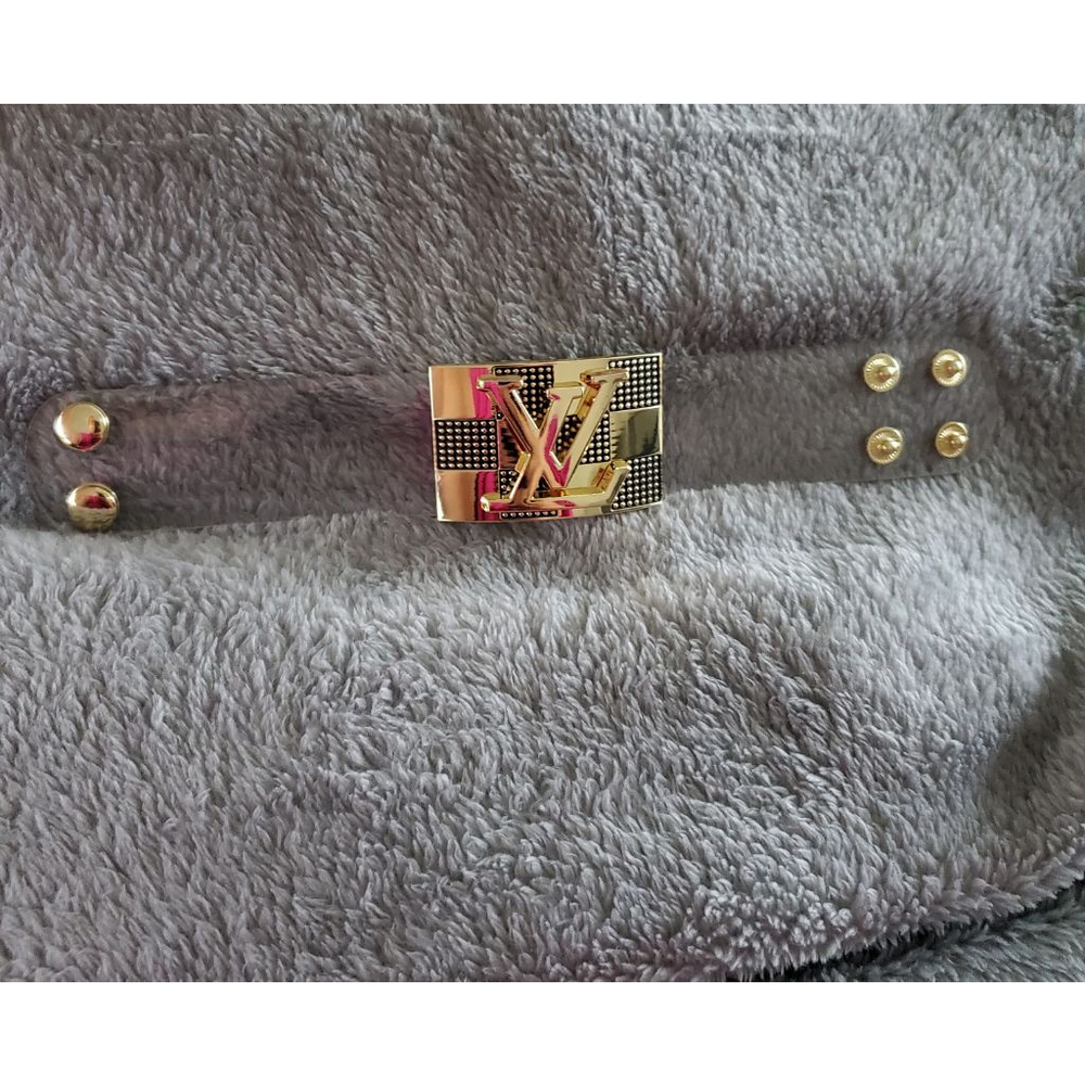 Gold and Clear Wristband cuff snap adjustable Bracelet up to size 7.5 wrist